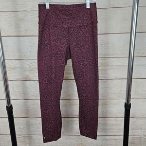 No Bull High Rise Dark Red Maroon Leopard Print 7/8 Tight Small